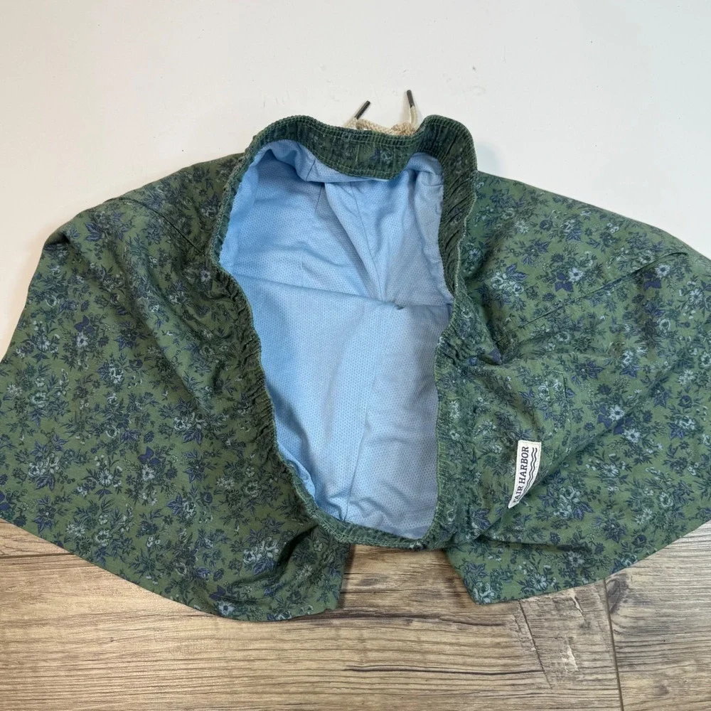 Fair Harbor‎ Mens Green Floral Swim Trunks XL Quick Dry Board Shorts 6in Inseam